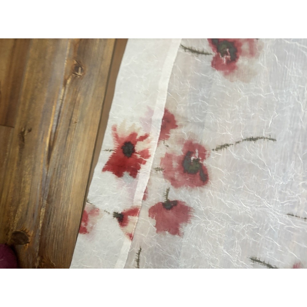 Unbranded Red Poppies SEMI-SHEER ROD POCKET PANELS‎ (4) 49"x84" Floral - Picture 5 of 7